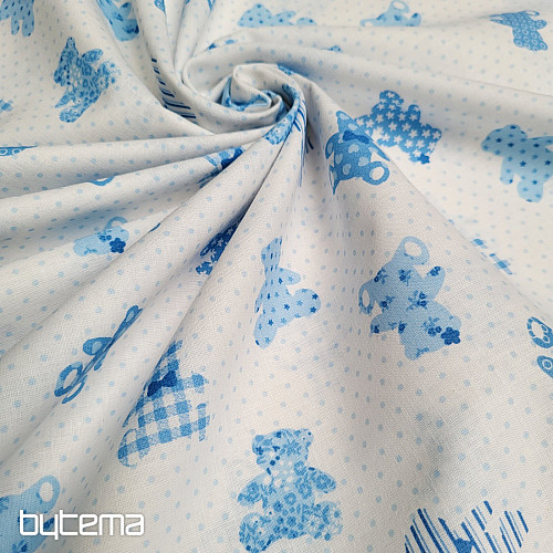 Cotton fabric BABY TEDDY blue