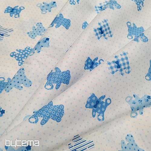 Cotton fabric BABY TEDDY blue