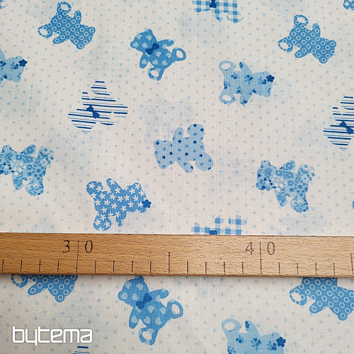 Cotton fabric BABY TEDDY blue