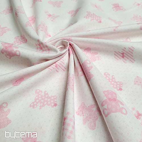 Cotton fabric BABY TEDDY pink