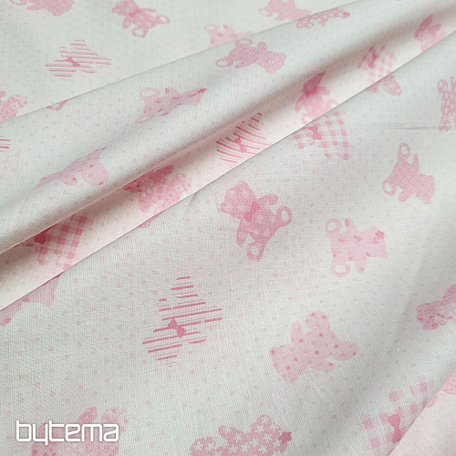 Cotton fabric BABY TEDDY pink