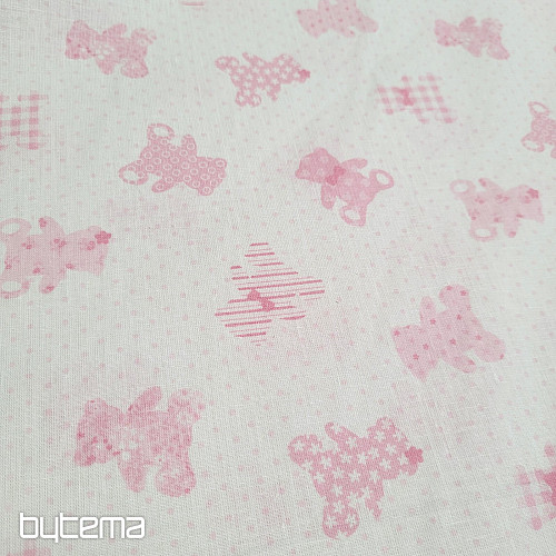 Cotton fabric BABY TEDDY pink