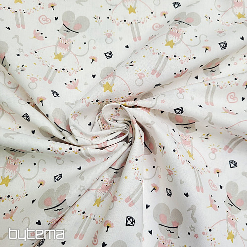 Cotton fabric MICE gray