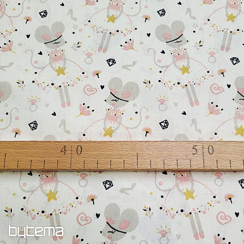 Cotton fabric MICE gray
