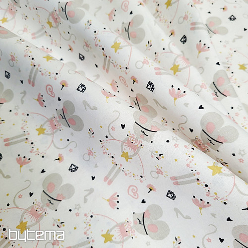 Cotton fabric MICE gray