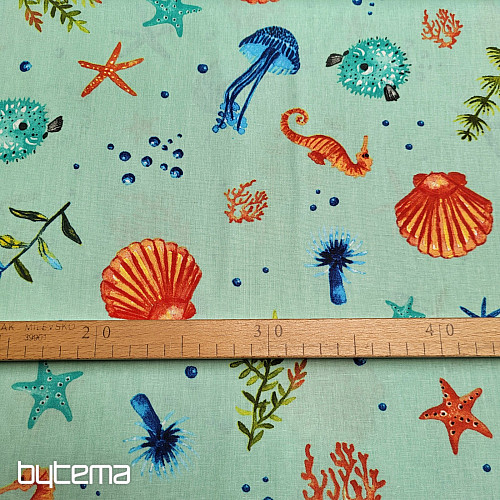 Decorative fabric SEAFOOD turquoise