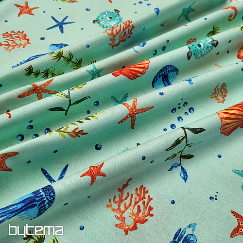 Decorative fabric SEAFOOD turquoise
