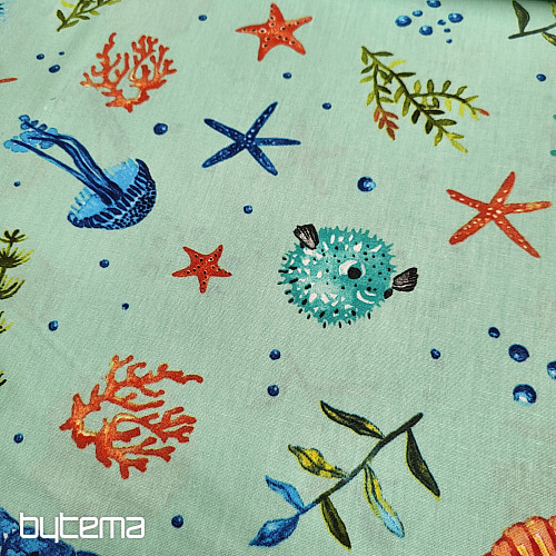 Decorative fabric SEAFOOD turquoise