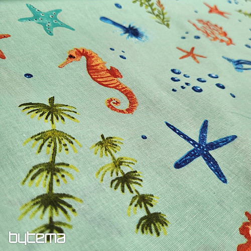 Decorative fabric SEAFOOD turquoise