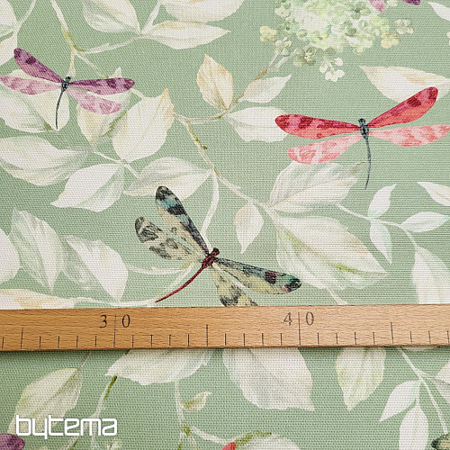 Decorative fabric ROSETO DRAGONFLY gray-green