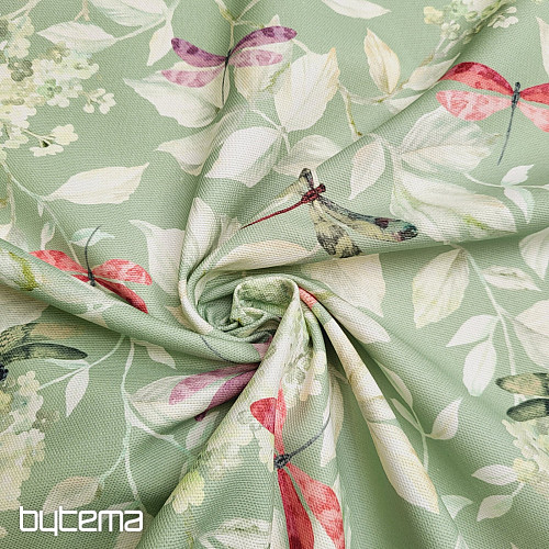 Decorative fabric ROSETO DRAGONFLY gray-green