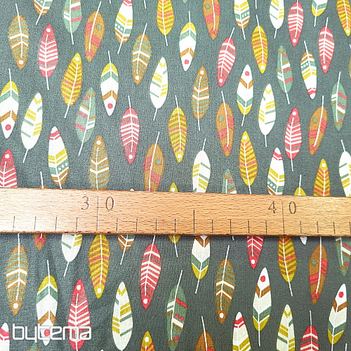 Cotton fabric RETRO FEATHER