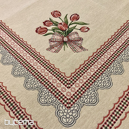 Tapestry tablecloths and scarves TULIPANS