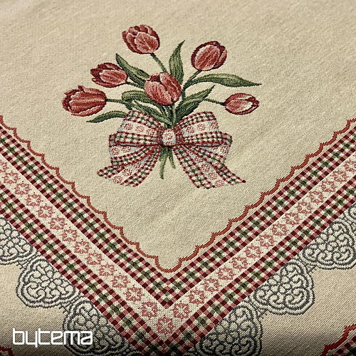 Tapestry tablecloths and scarves TULIPANS