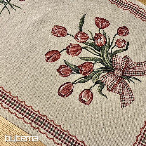 Tapestry tablecloths and scarves TULIPANS