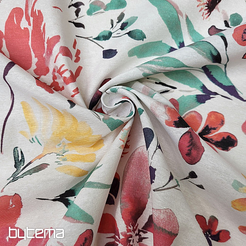 Decorative fabric ALENA red flowers
