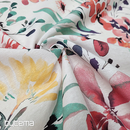 Decorative fabric ALENA red flowers