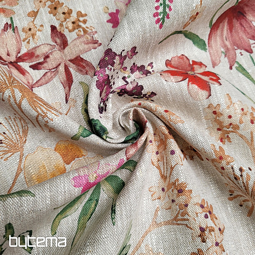 Linen fabric MEADOW FLOWERS