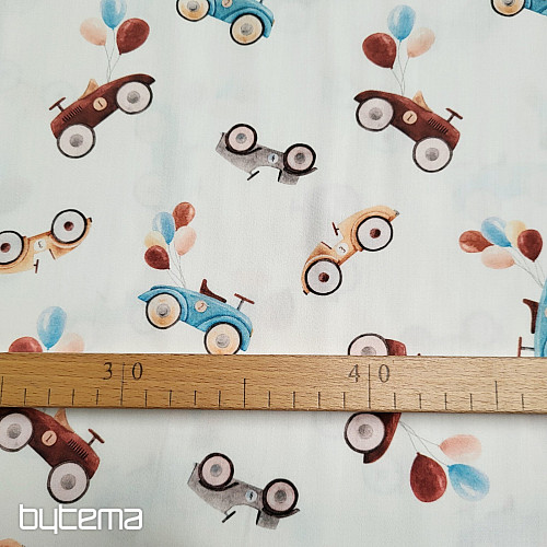 Childrens cotton satin CARS digital print