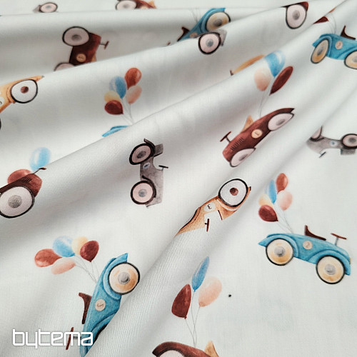 Childrens cotton satin CARS digital print