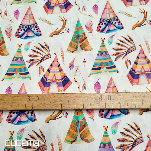 Children&#39;s cotton satin TEEPEE digital print