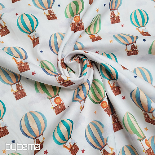 Children&#39;s cotton satin FLYING BALLOONS digital print