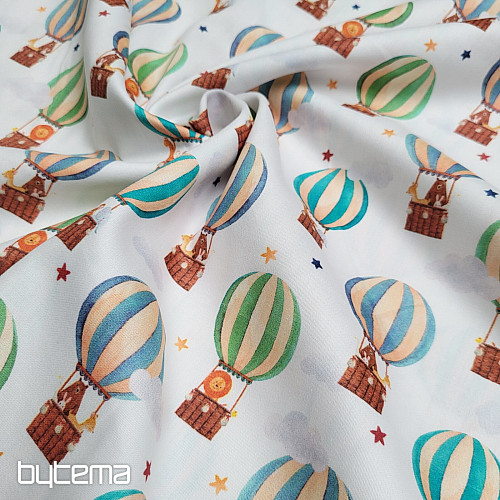 Children&#39;s cotton satin FLYING BALLOONS digital print