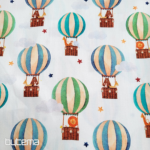 Children&#39;s cotton satin FLYING BALLOONS digital print