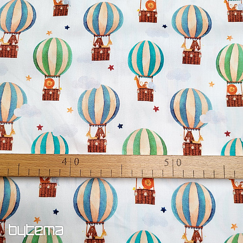 Children&#39;s cotton satin FLYING BALLOONS digital print