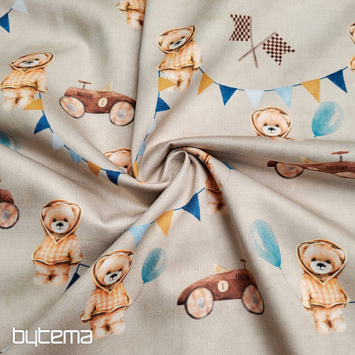 Children's cotton satin BEARS - RACE digital printing