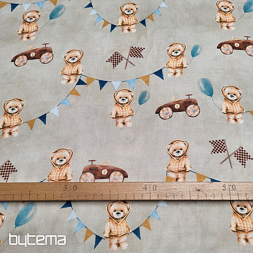Children's cotton satin BEARS - RACE digital printing