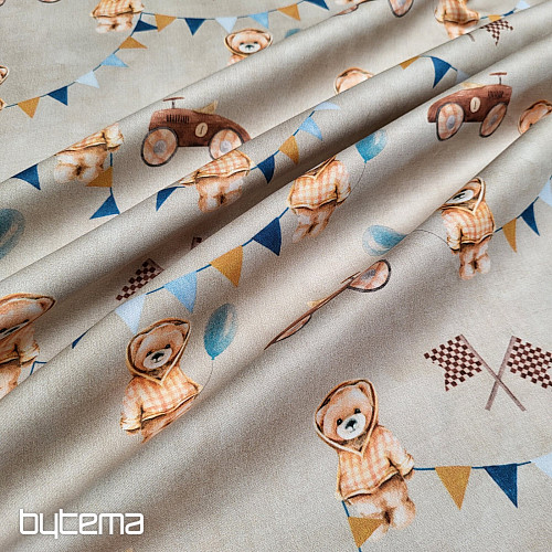 Children's cotton satin BEARS - RACE digital printing
