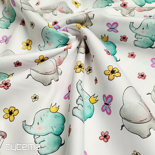 Childrens cotton satin ELEPHANTS digital print