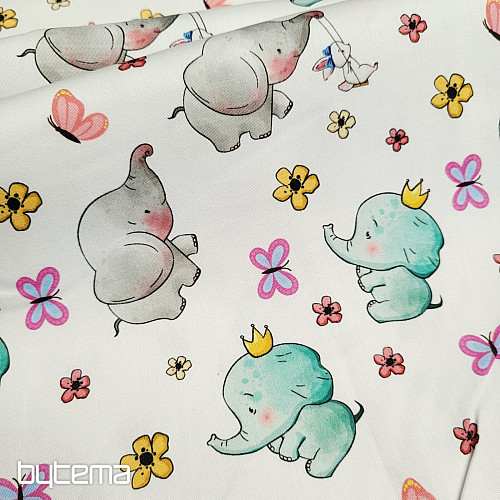 Childrens cotton satin ELEPHANTS digital print