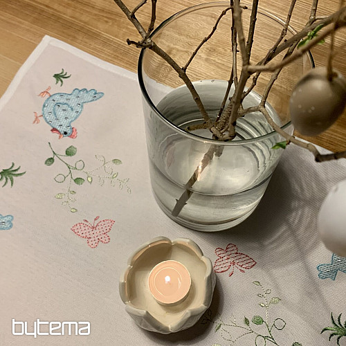 Embroidered tablecloths and shawls HEN blue