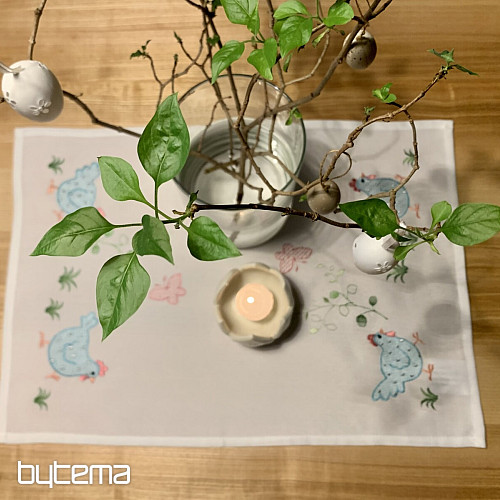 Embroidered tablecloths and shawls HEN blue