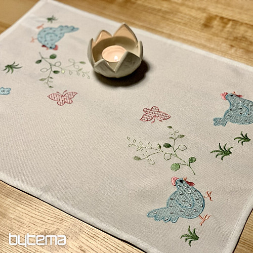 Blue HEN embroidered tablecloth