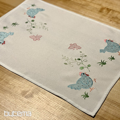 Blue HEN embroidered tablecloth