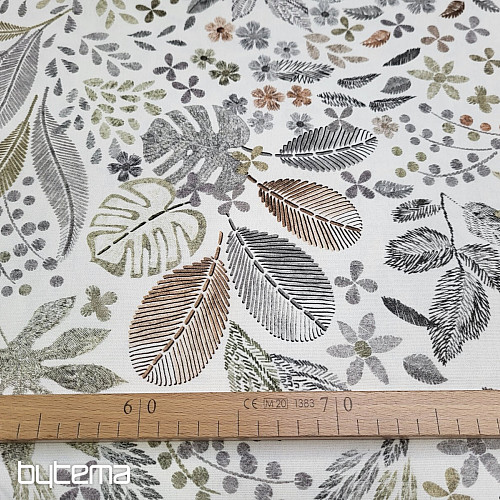 Decorative fabric Leaves MELIA brown