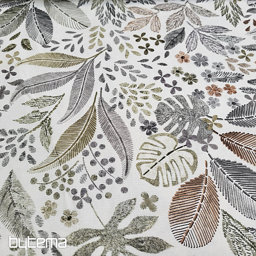Decorative fabric Leaves MELIA brown
