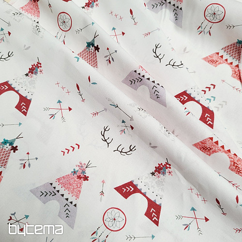 Cotton fabric INDIAN TEEPEES