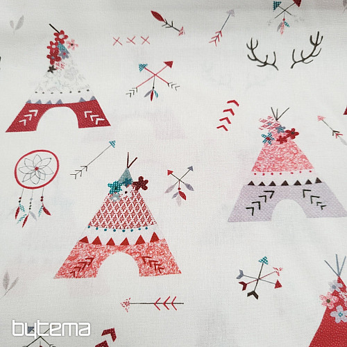 Cotton fabric INDIAN TEEPEES