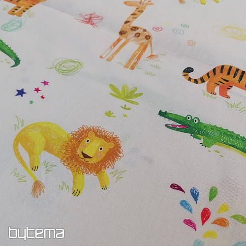 Cotton fabric JUNGLE DOODLE