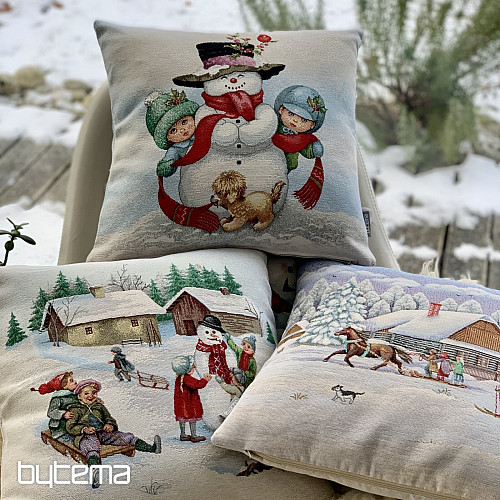 Christmas tapestry SNOWMAN WITH CHILDREN