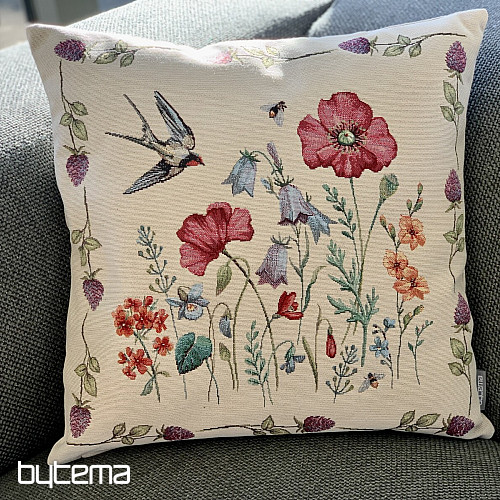 Tapestry cushion cover MEADOW WITH A SWALLOW