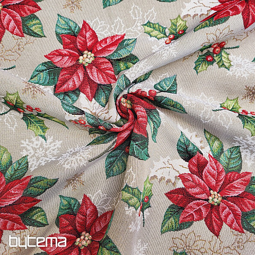 Tapestry fabric CHRISTMAS STAR red