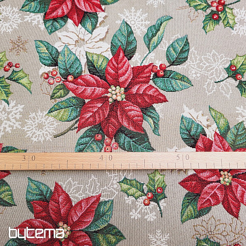 Tapestry fabric CHRISTMAS STAR red