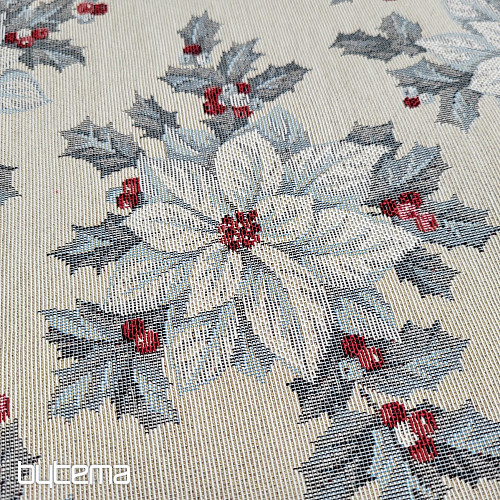 Decorative fabric CHRISTMAS POINSETTIA silver