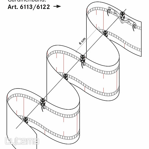 NEW WAVE curtain ruching ribbon 8 cm, 1:2