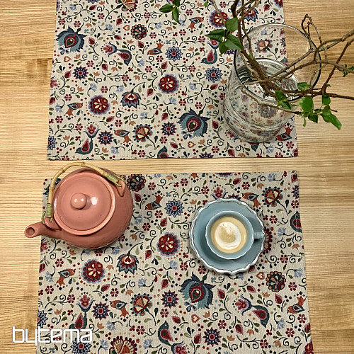 Gobelin tablecloth flowers and bird Jurkovič